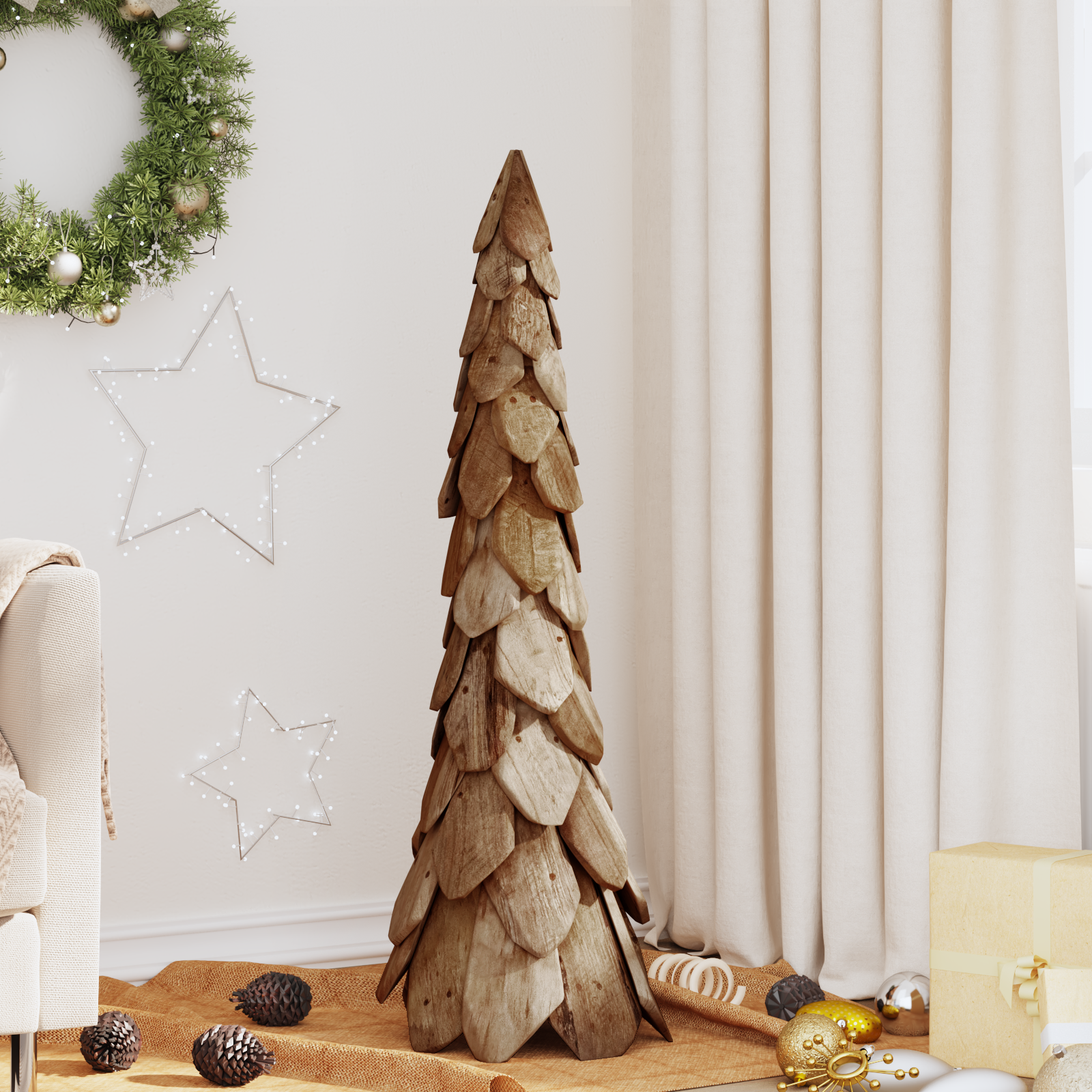 Christmas Tree Stand Brown 110 cm Solid Teak