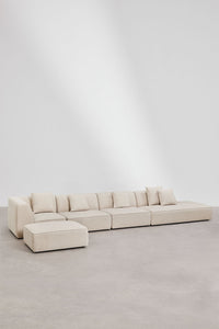 Kampinė sofa KARDENA kreminis šenilas spalvos