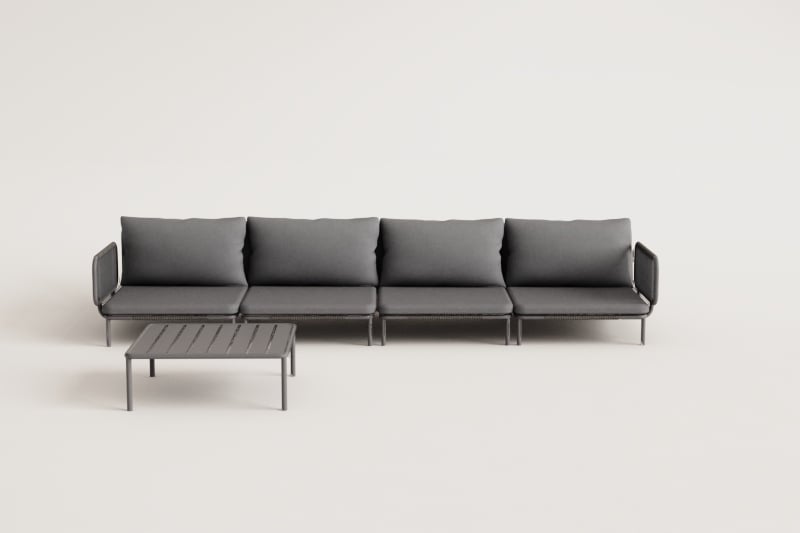 Lauko sofa GRAFITO, keturių dalių sistema, grafito pilka