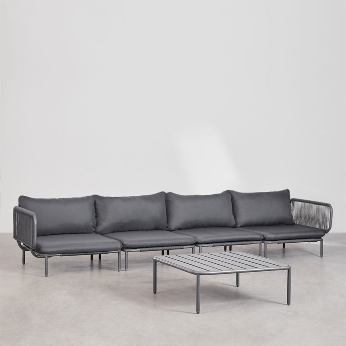 Lauko sofa GRAFITO, keturių dalių sistema, grafito pilka