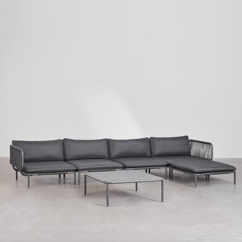 GRAFITO corner sofa, four-piece set, graphite grey
