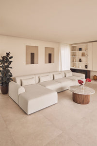 Modulinė sofa BORJANA visu dydžiu, baltas šenilas šenilo audinys