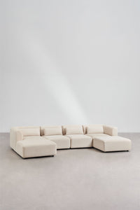 Sofa FOGLERA iš priekio, smėlio linas šenilo