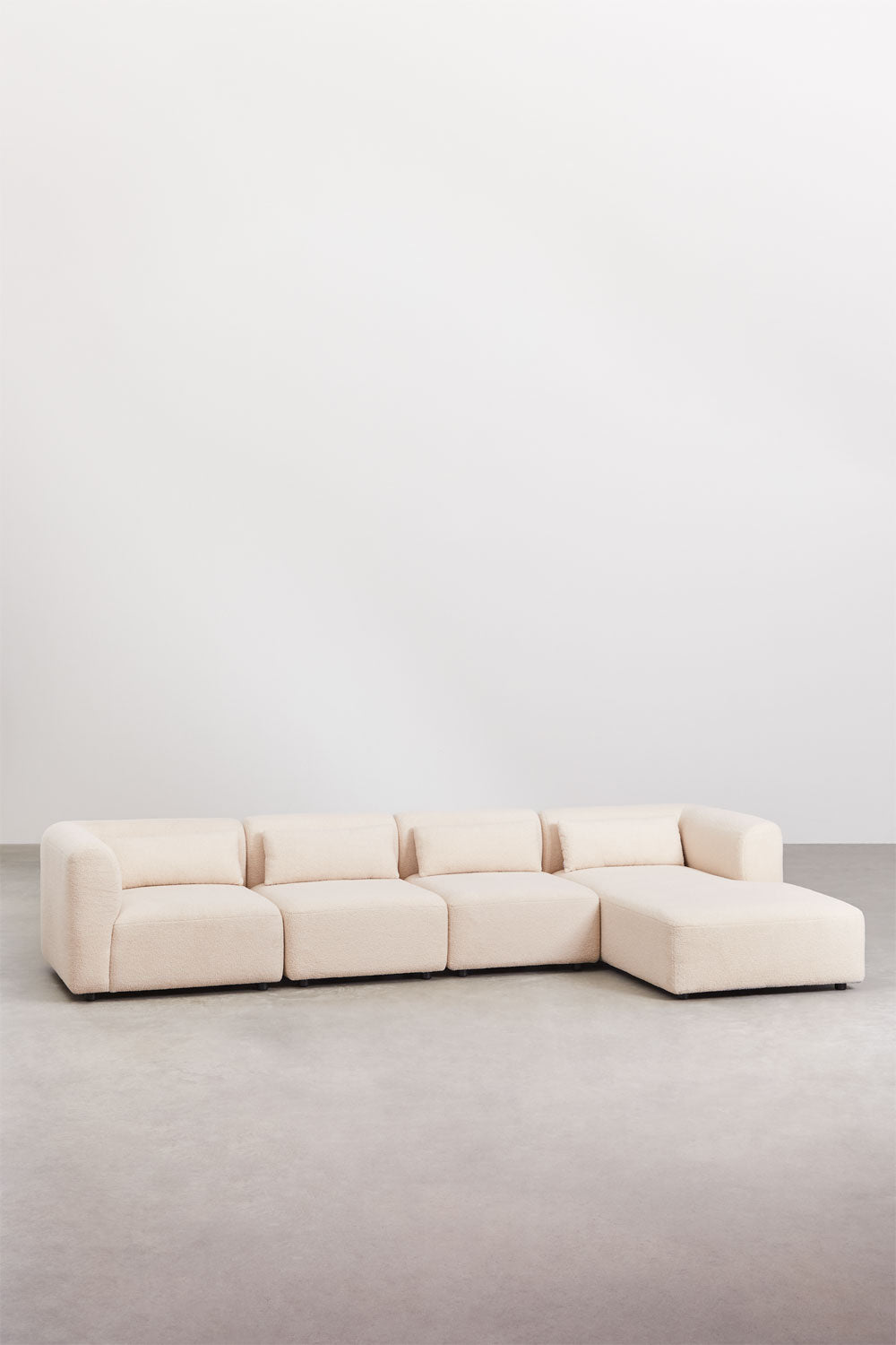 Sofa FOGLERA su pufu, kreminė, 417x175, kairė