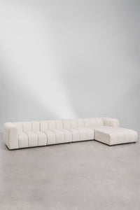 Kampinė sofa ELIOTA, kreminė boucle audinys