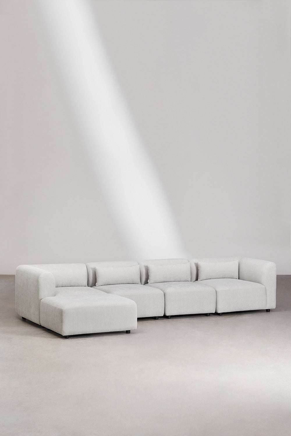 Sofa FOGLERA ir pufas, šviesiai pilka, 350 cm
