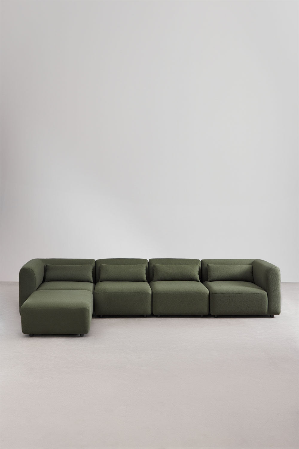 Sofa FOGLERA ir pufas, šalavijo žalia, 350 cm