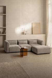Modulinė sofa FOGLERA su pufu, pilkas velvetas, 3 dalys