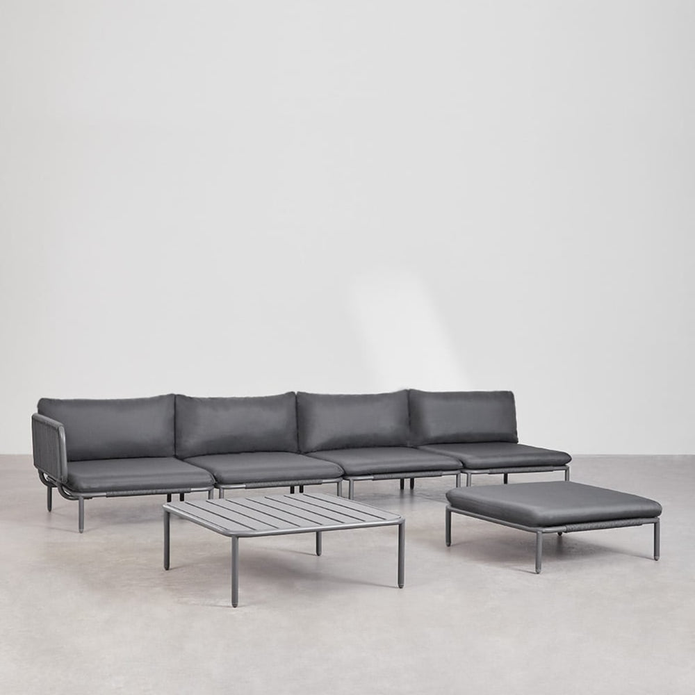 Kampinė sofa GRAFITO, keturių dalių komplektas