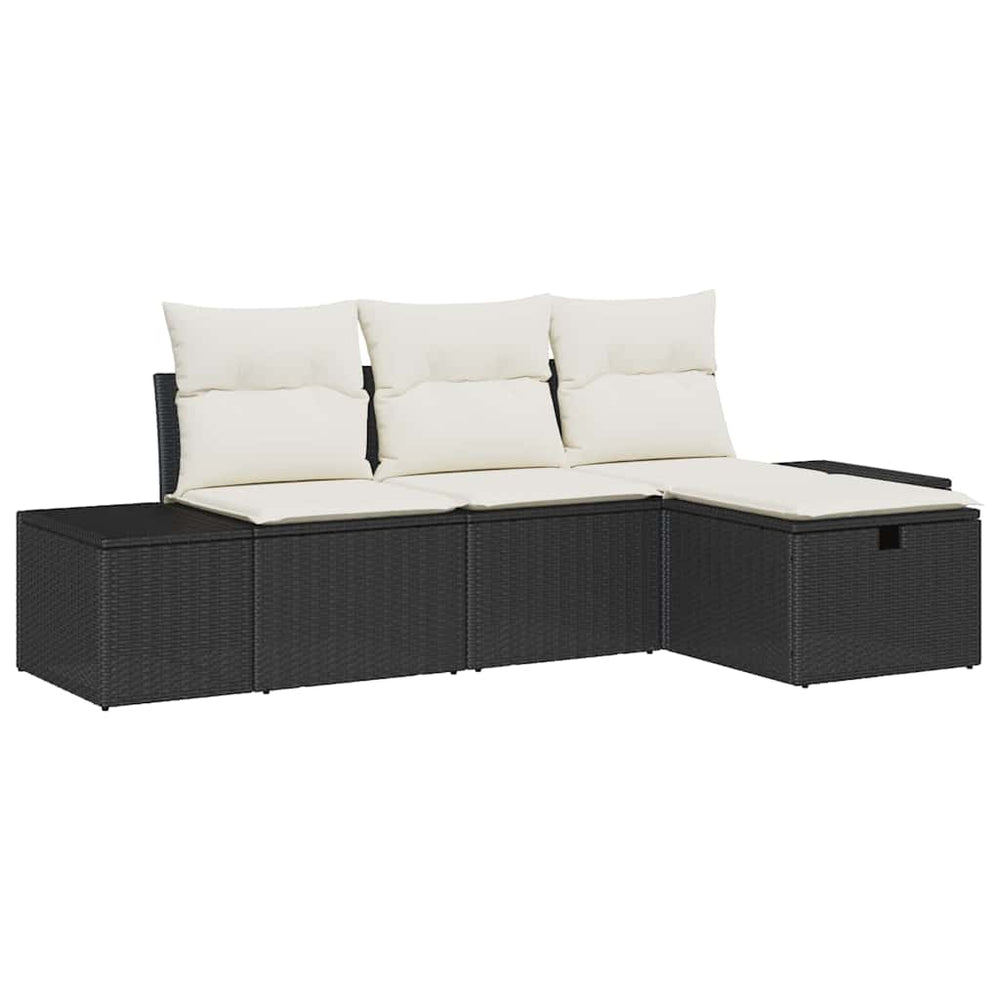 4 dalių sodo sofa komplektas su pagalvėlėmis juodas poli ratanas - Namų Idėja