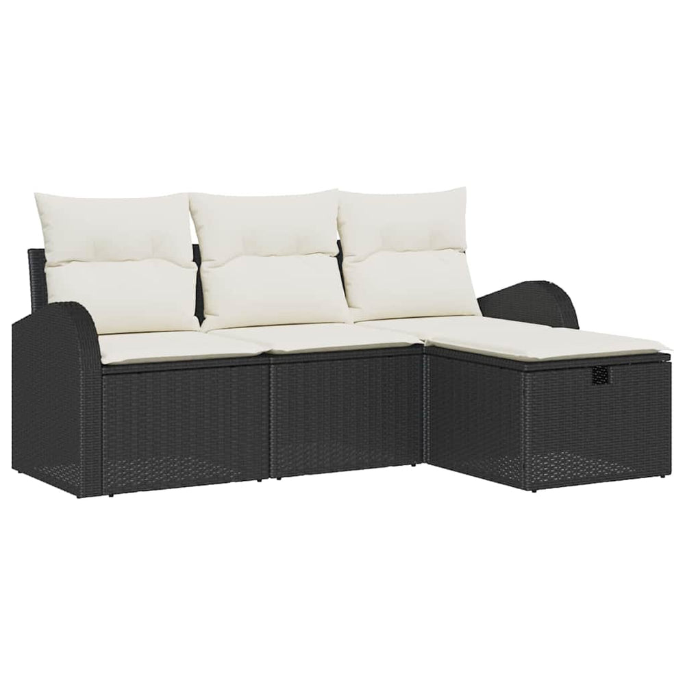 4 dalių sodo sofa su pagalvėmis juodas poliratanas - Namų Idėja