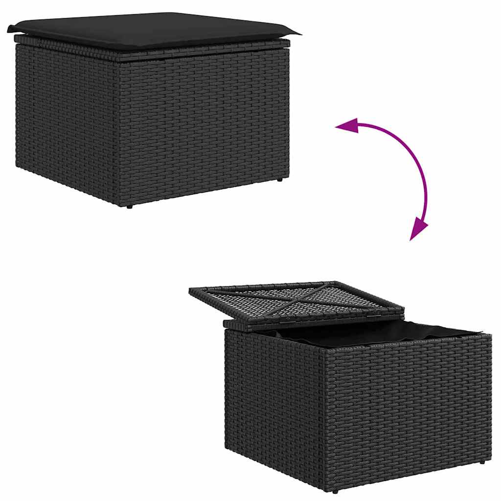 4 dalių sodų sofa su pagalvėlėmis juoda poli ratanas - Namų Idėja