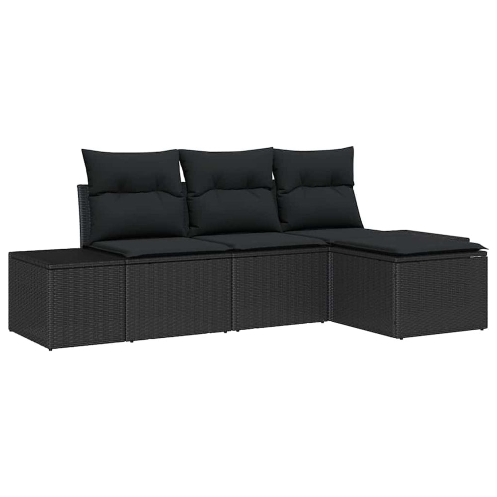 4 dalių sodų sofa su pagalvėlėmis juoda poli ratanas - Namų Idėja