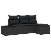 4 dalių sodų sofa su pagalvėlėmis juoda poli ratanas - Namų Idėja