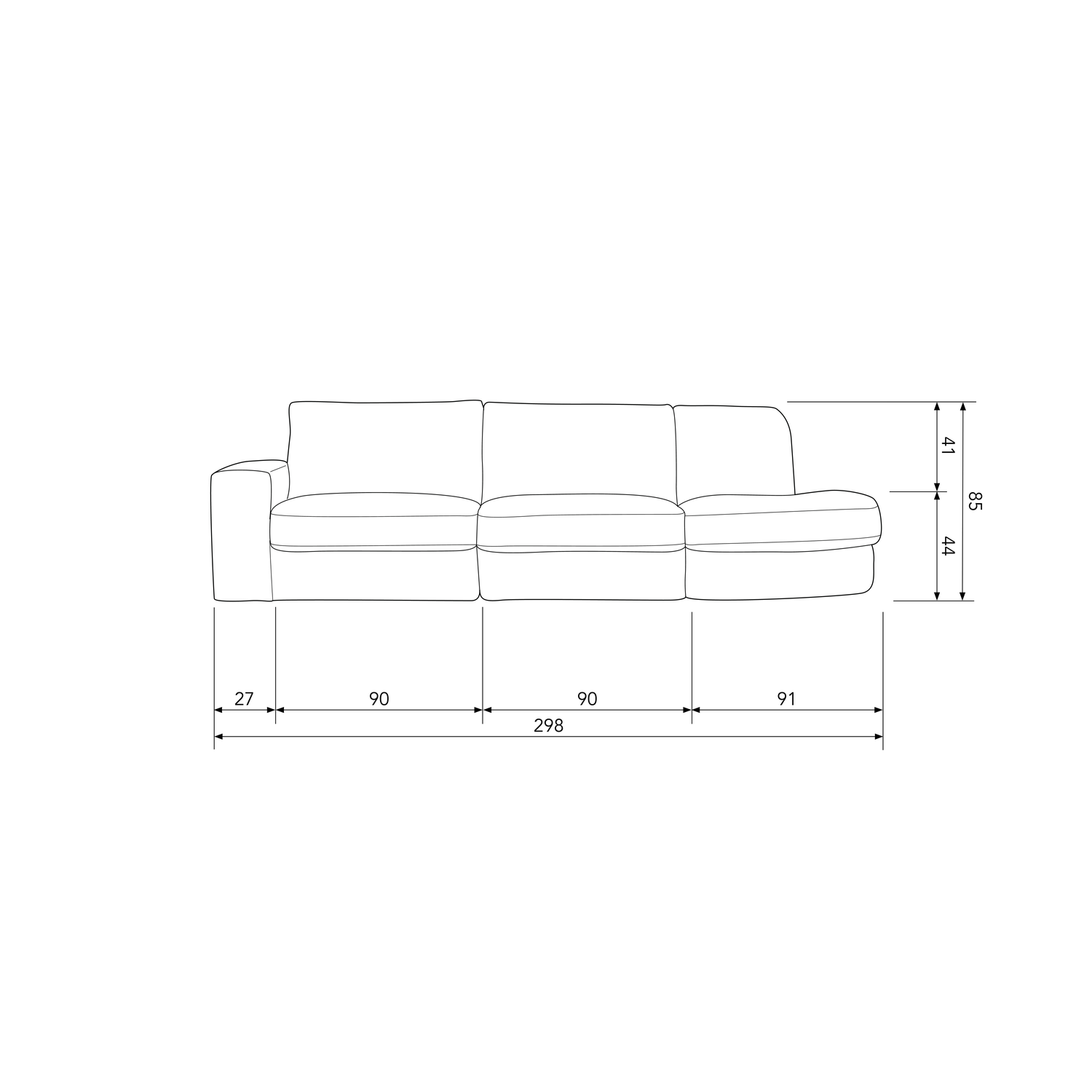 5 vietų sofa FAMILY, užapvalinta dešinė, rožinė
