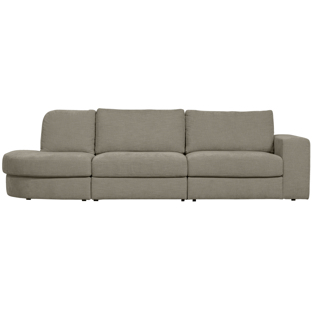 2 FAMILY, 5 vietų sofa, užapvalinta kairė, šiltai pilka