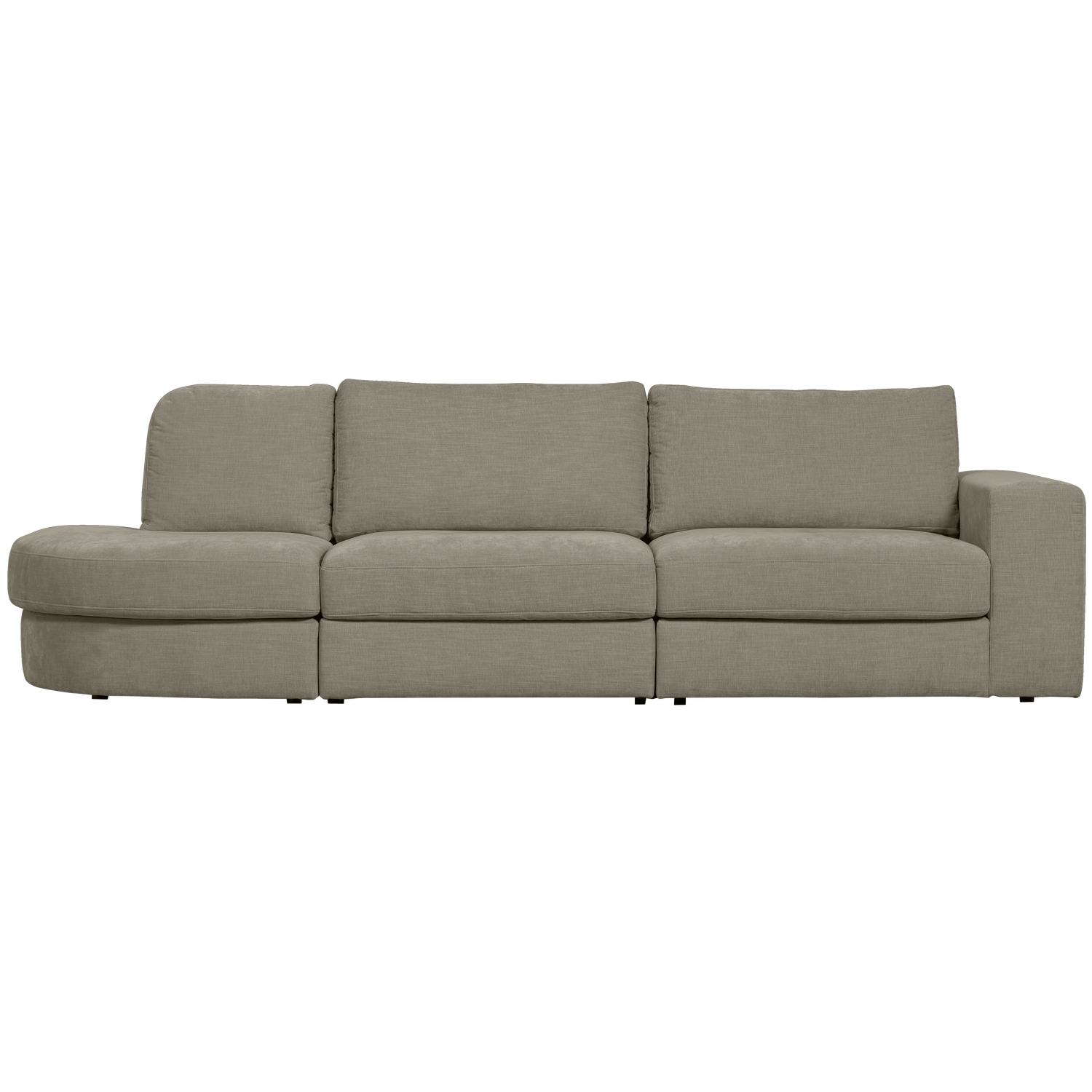 2 FAMILY, 5 vietų sofa, užapvalinta kairė, šiltai pilka