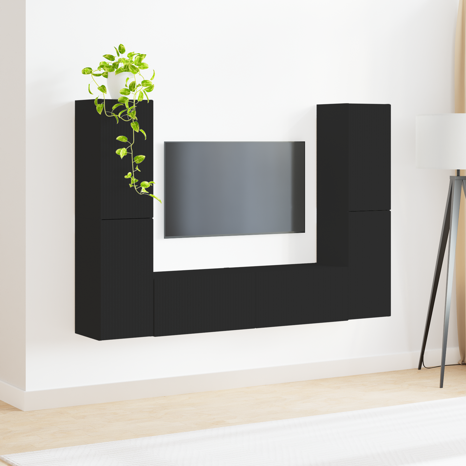 TV spintelių komplektas 6 pcs Juoda Apdirbta mediena