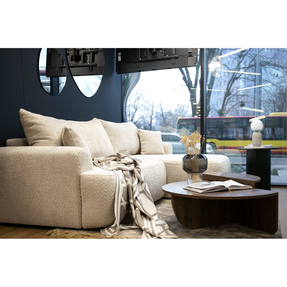 Kampinė sofa-lova OVO, smėlinė, dešinė