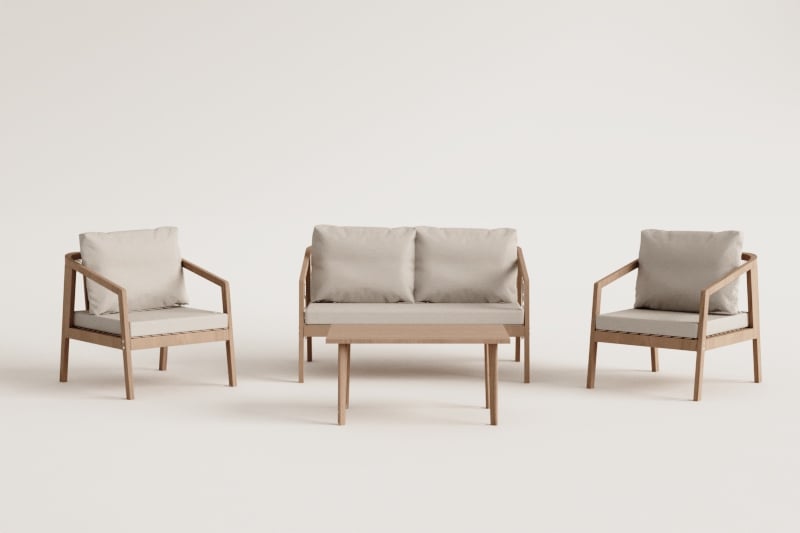 Svetainės komplektas KAROLINA, sofa 2 vietų + 2 foteliai + kavos staliukas, su virvelė (2)