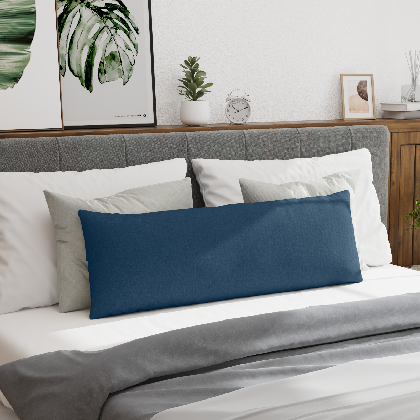 Sofa Pillows 2 pcs Blue 120 x 40 cm fabric
