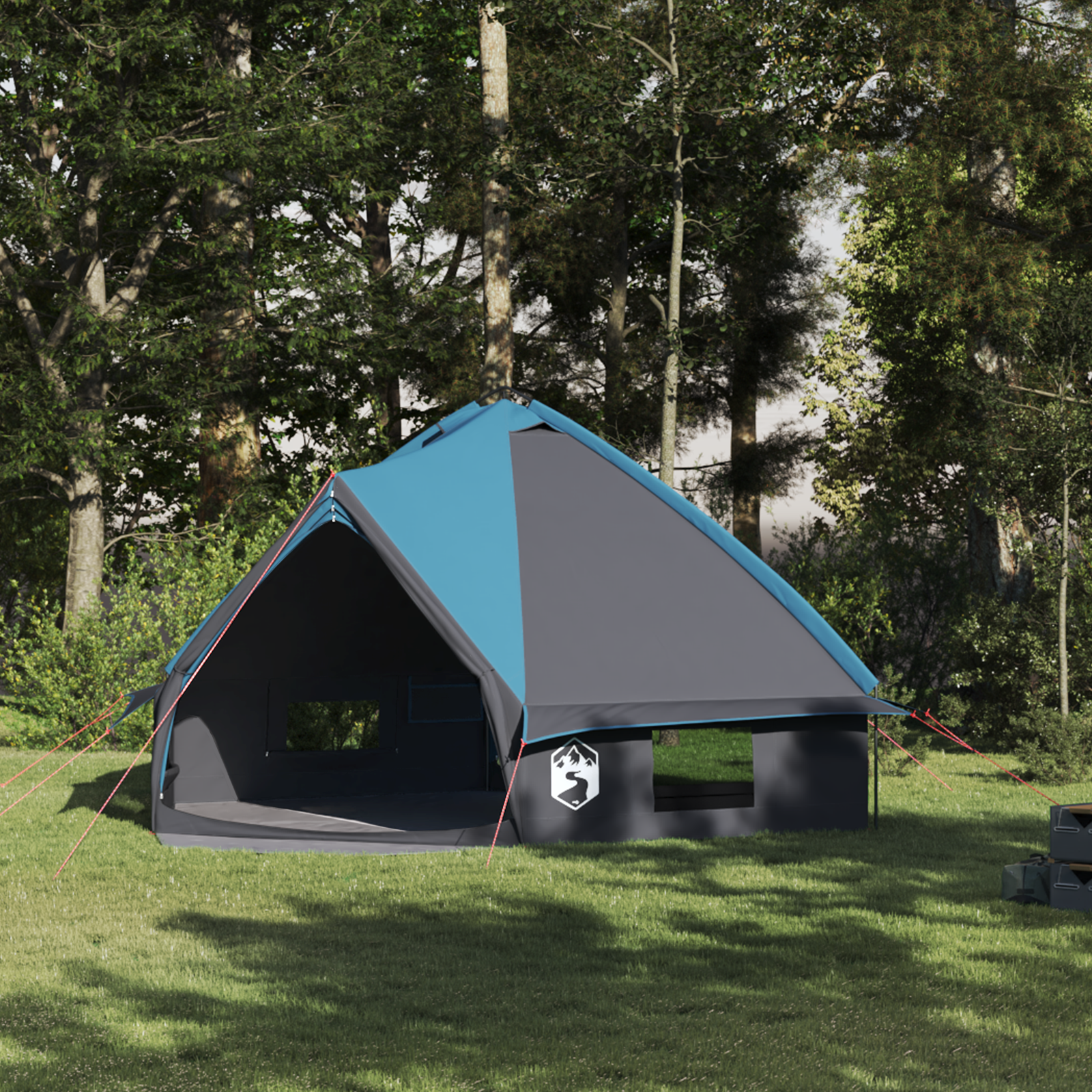 Teepee palapinė su stogu Mėlyna ir Pilka 490 x 410 x 210 cm