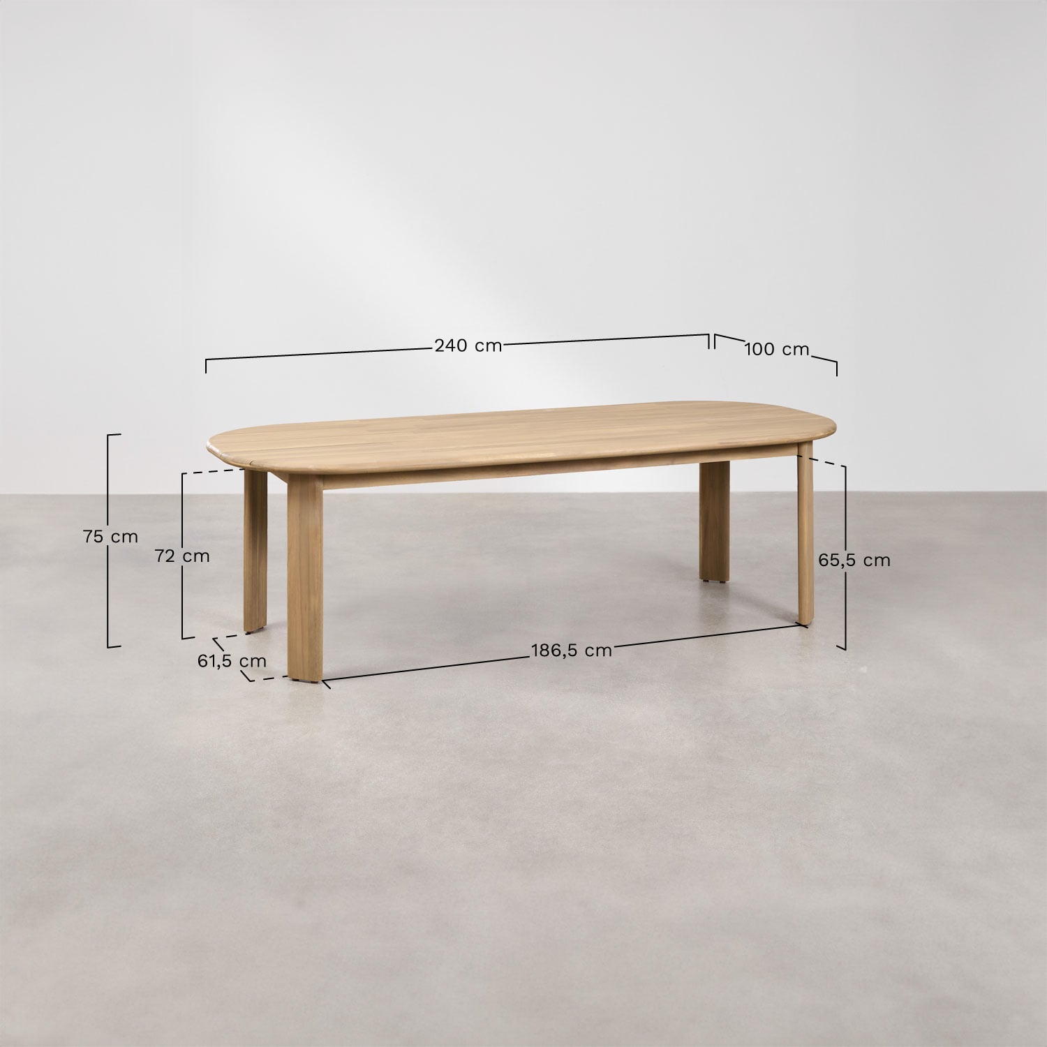 Valgomojo stalas UNITY, ovalus, 240x100 cm, šviesiai ruda