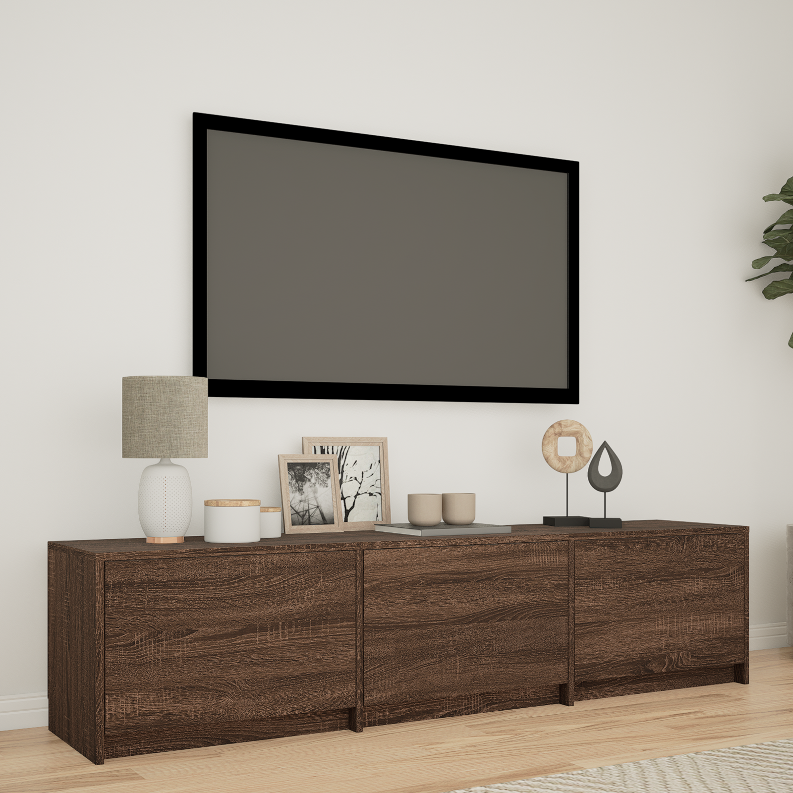 TV spintelė su LED su LED Rudas ąžuolas 165 x 34 x 40 cm