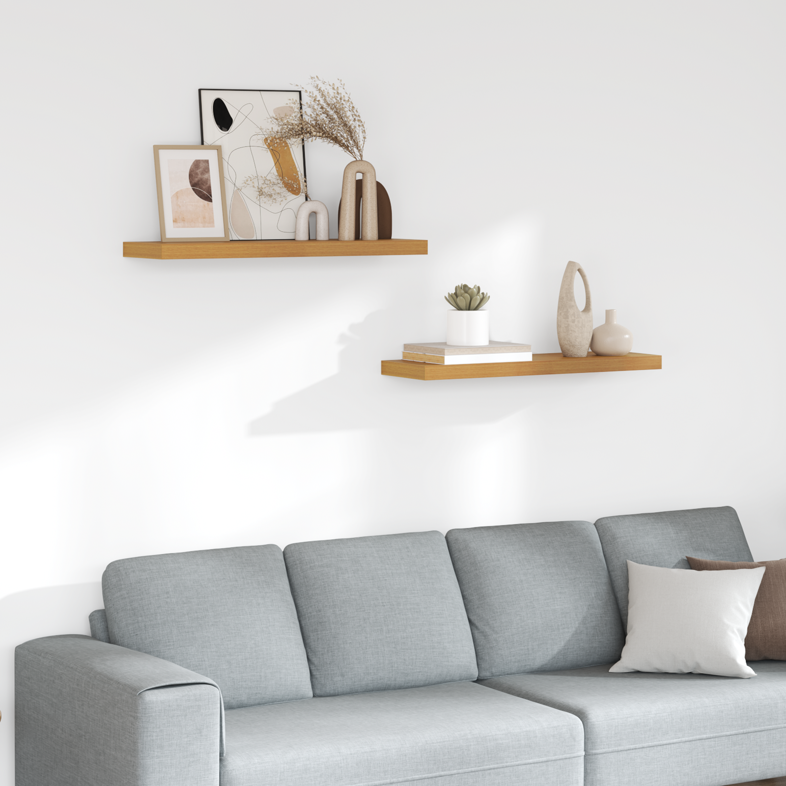 Sieninės lentynos su saugykla 2 pcs Smėlio 90 x 23,5 x 4 cm