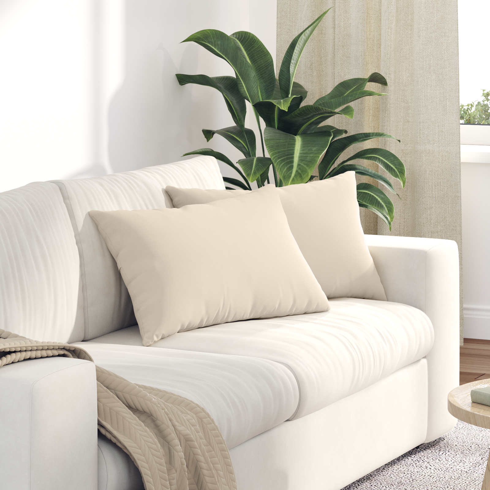 Sofa Pagalvės 2 pcs Smėlio 60 x 40 cm audinys