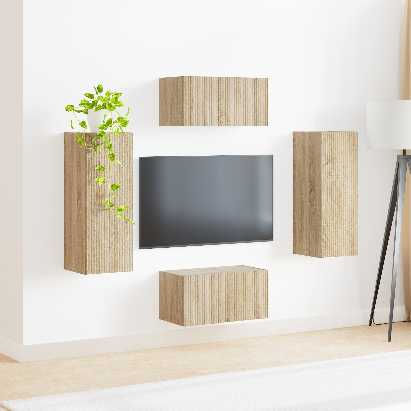 TV spintelių komplektas 2 pcs Sonoma ąžuolas Apdirbta mediena