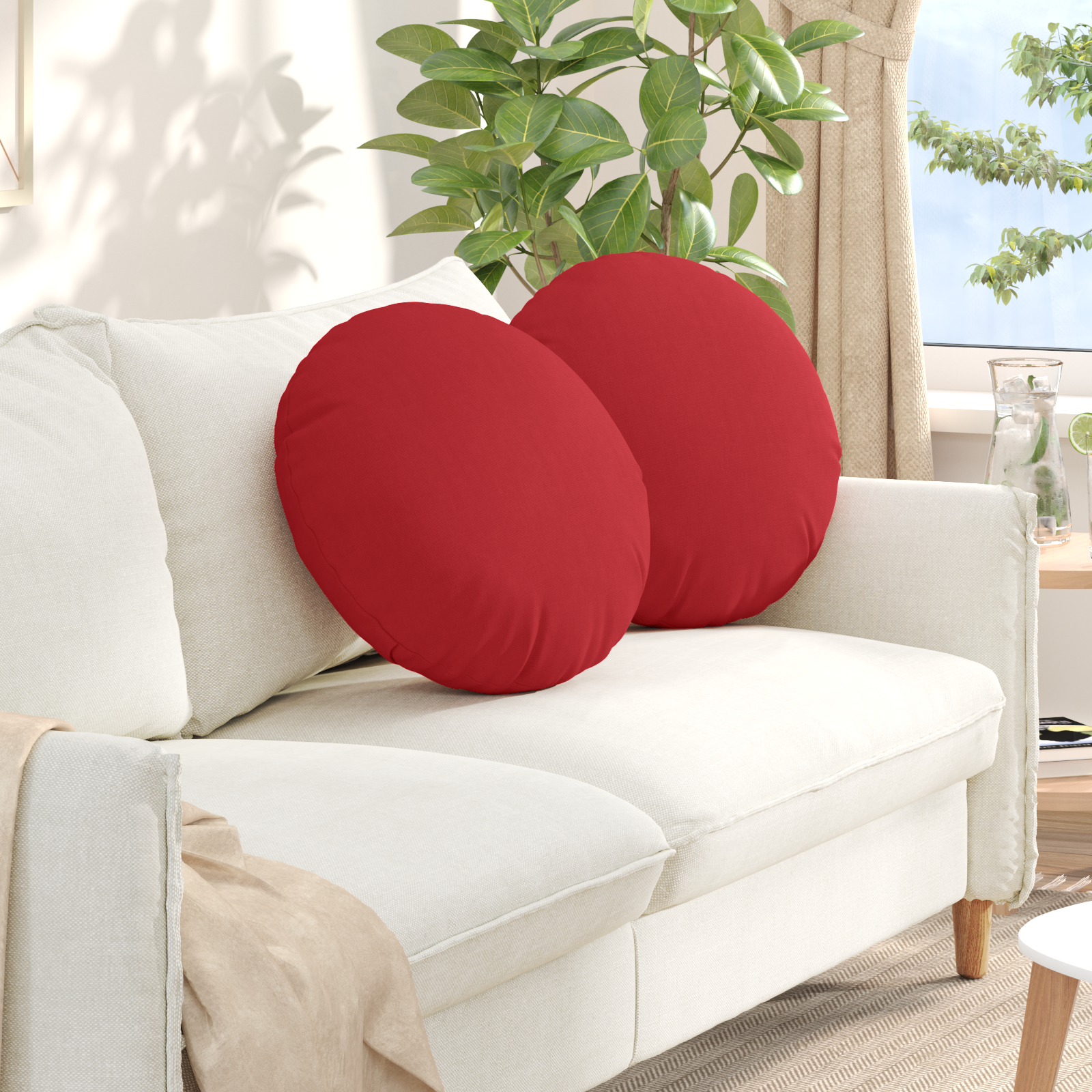 Sėdynių pagalvėlės 2 pcs Raudona Ø50 x 19 cm audinys