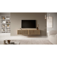 TV spintelė LORCAN, 138,6 cm, ąžuolas+juoda