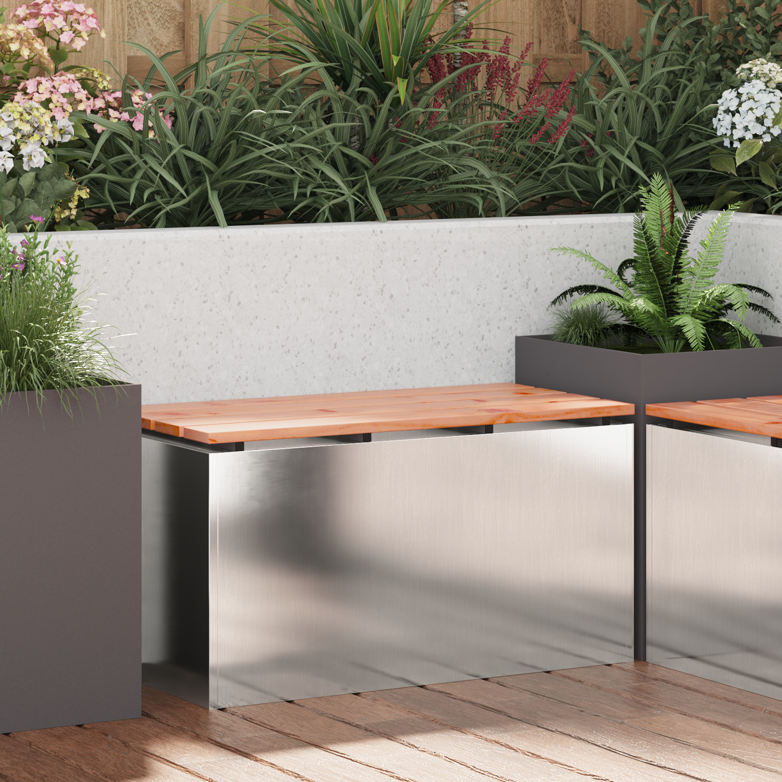 Sodo suolas Sidabro 80 x 40 x 43 cm Nerūdijantis plienas