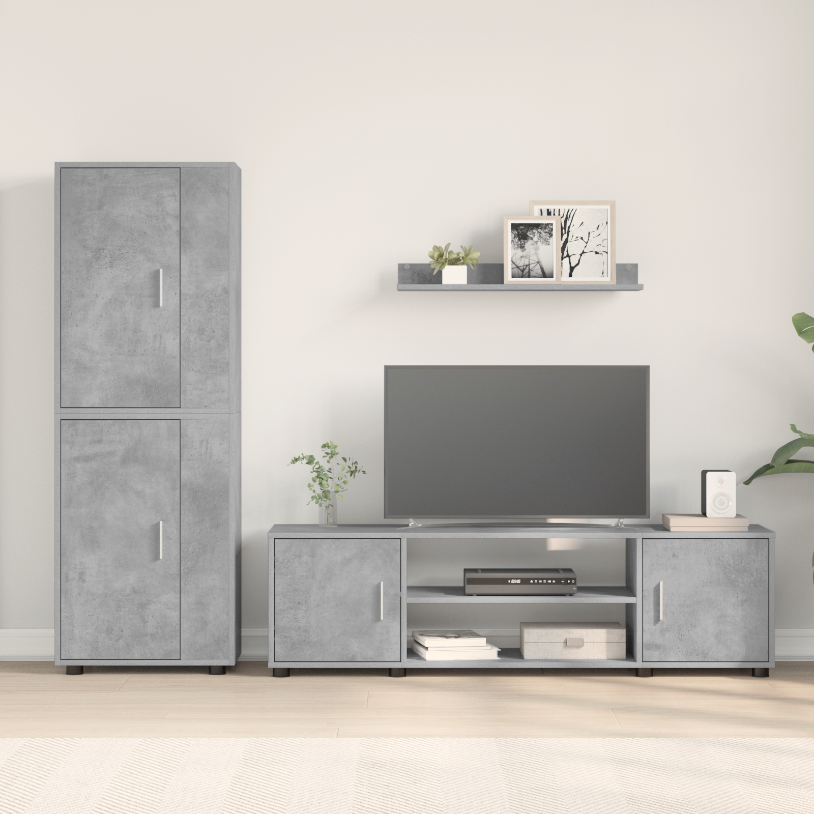 TV spintelių komplektas 4 pcs Betono pilka Apdirbta mediena