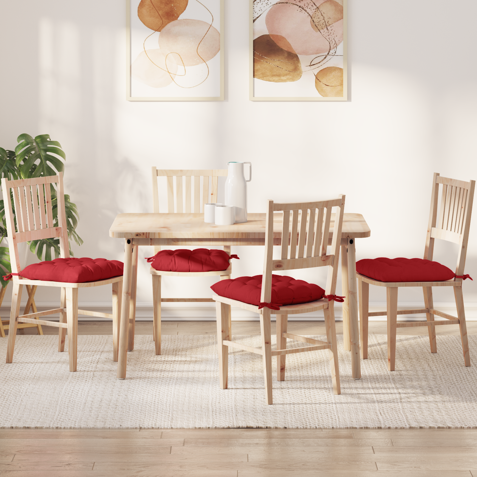 Sėdynių pagalvėlės 2 pcs Raudona 40 x 40 x 6 cm audinys