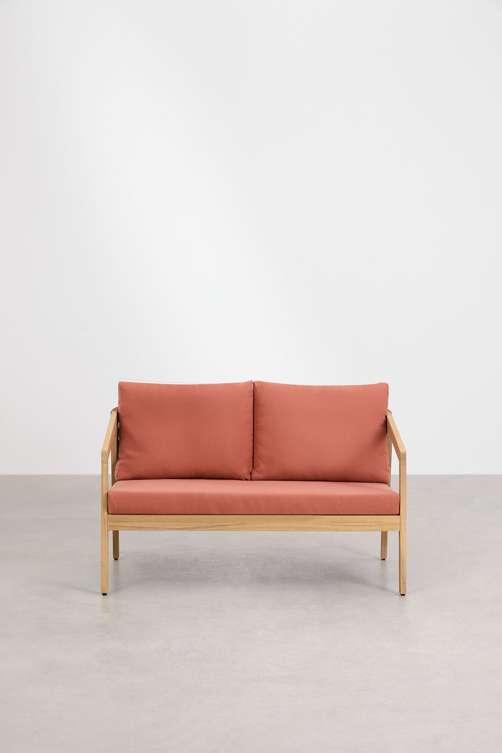 Sofa KAROLINA, 2 vietų, akacijos mediena + virvelė, šviesiai ruda (2)