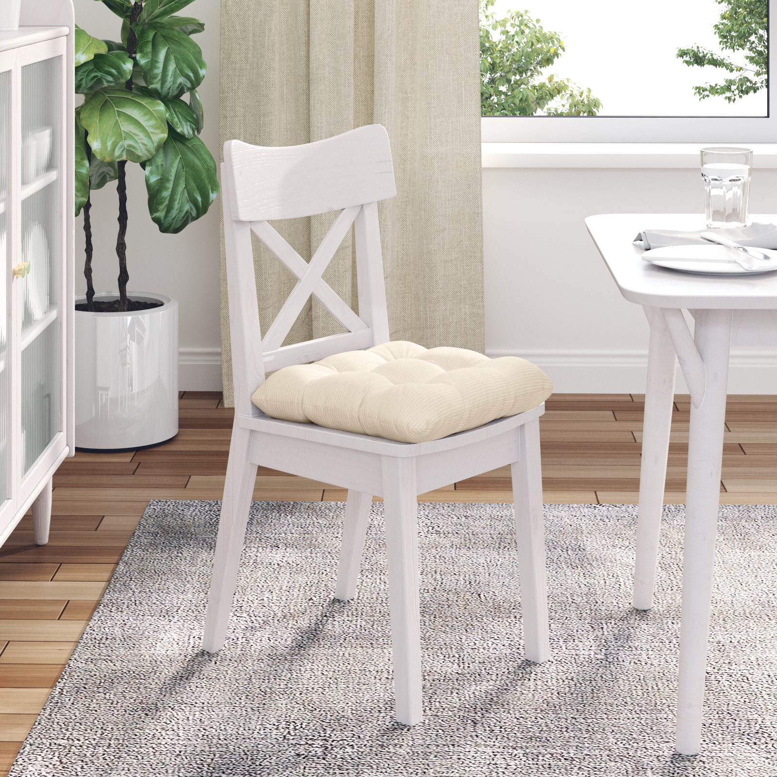 Sėdynių pagalvėlės 4 pcs Kreminė 45 x 45 cm Kordūrinis audinys