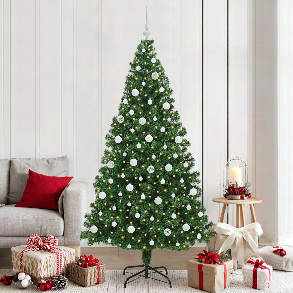 Artificial Christmas Tree Green 210 cm PVC and Steel and Plastic