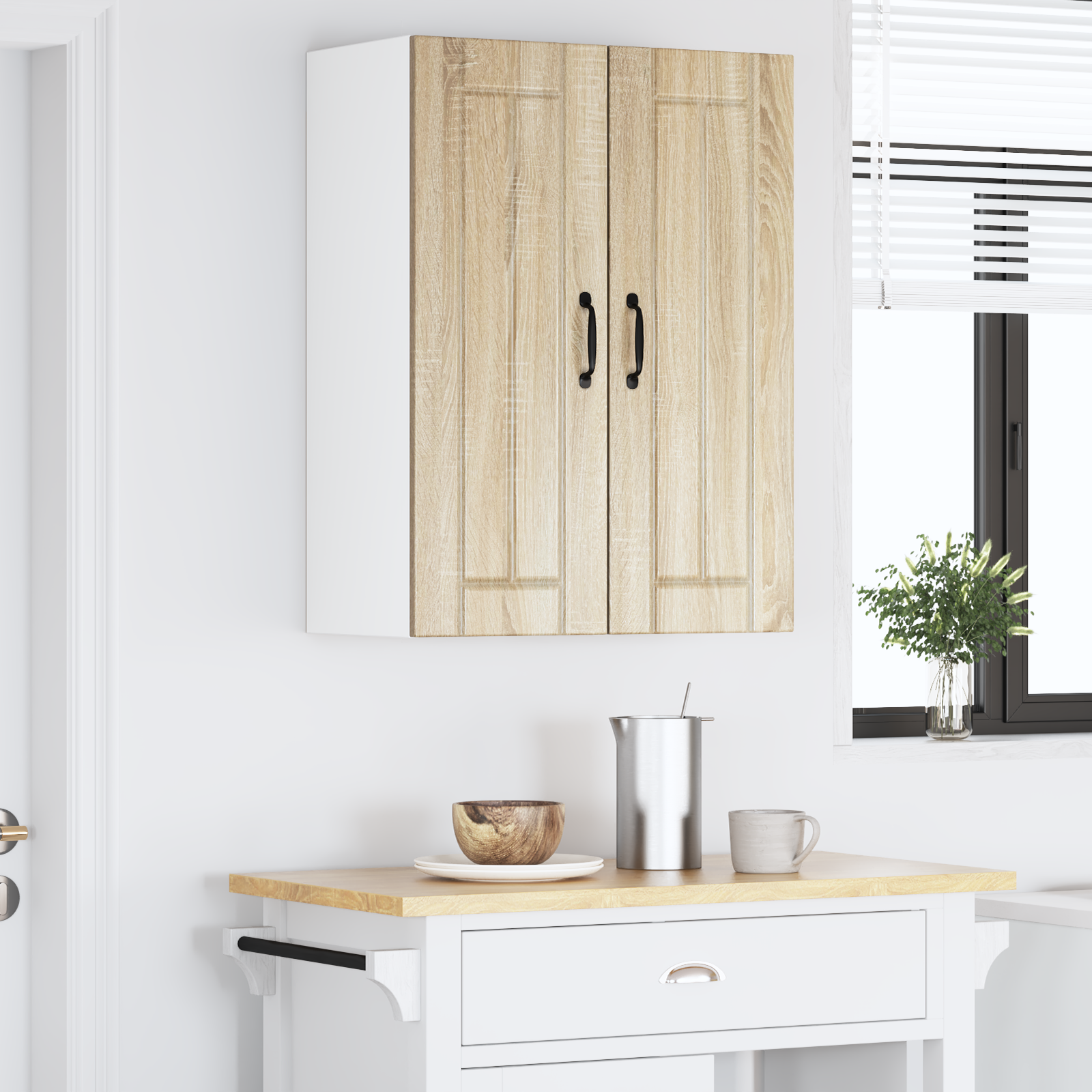 Virtuvės sieninė spintelė 2 pcs Sonoma ąžuolas 30 x 31 x 80 cm