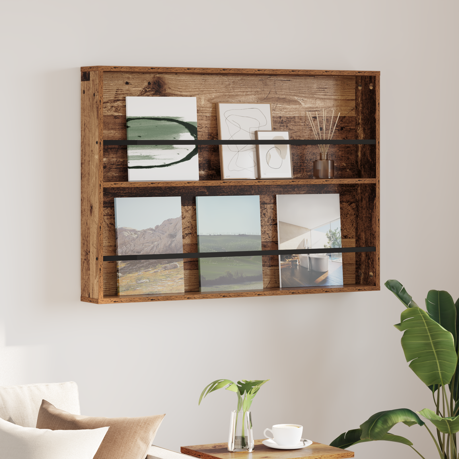 Žurnālu statīvs Vecs koks 100 x 12 x 70 cm Apstrādāta koksne