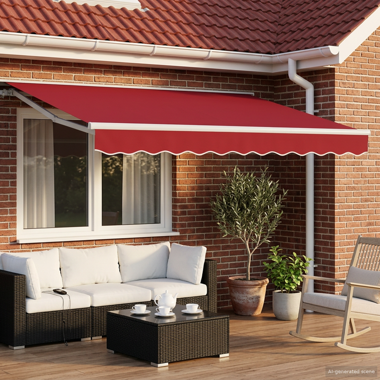 Manual Awning Frame with LED Red 3 x 2.5 m