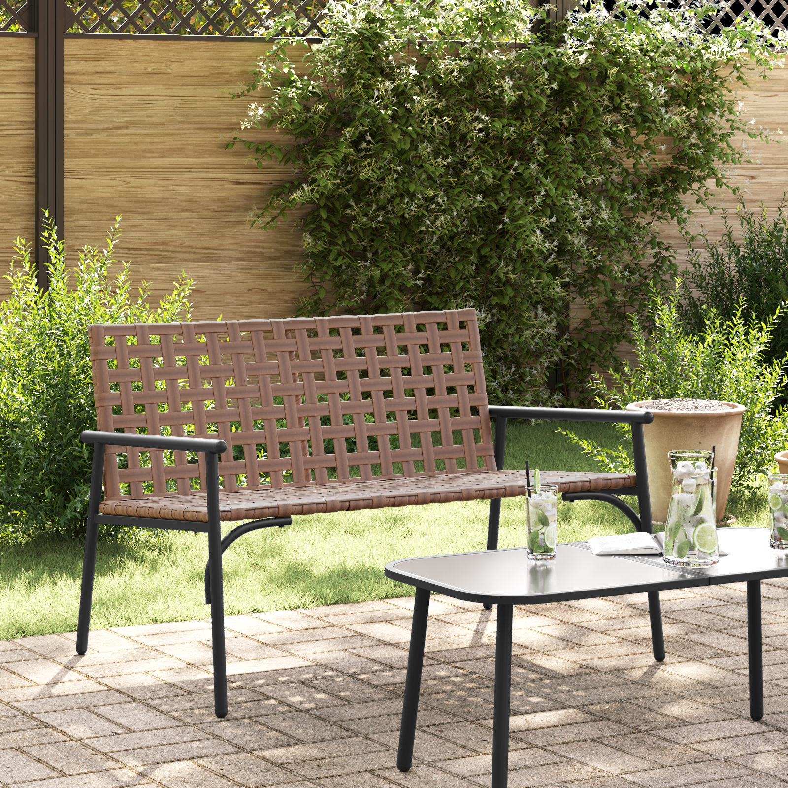 Dārza sols Melns 113x79x75 cm Polirotangs