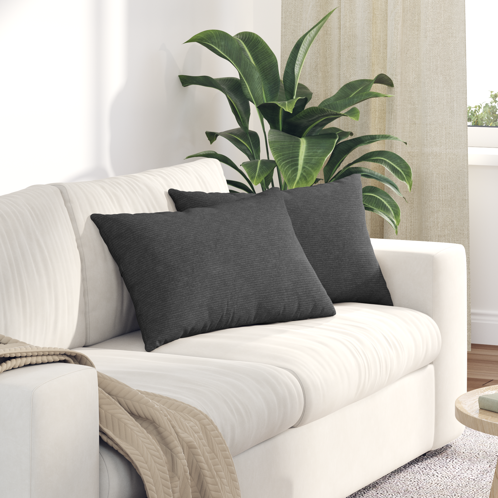 Sofa Pagalvės 2 pcs Tamsiai pilka 60 x 40 cm Kordūrinis audinys
