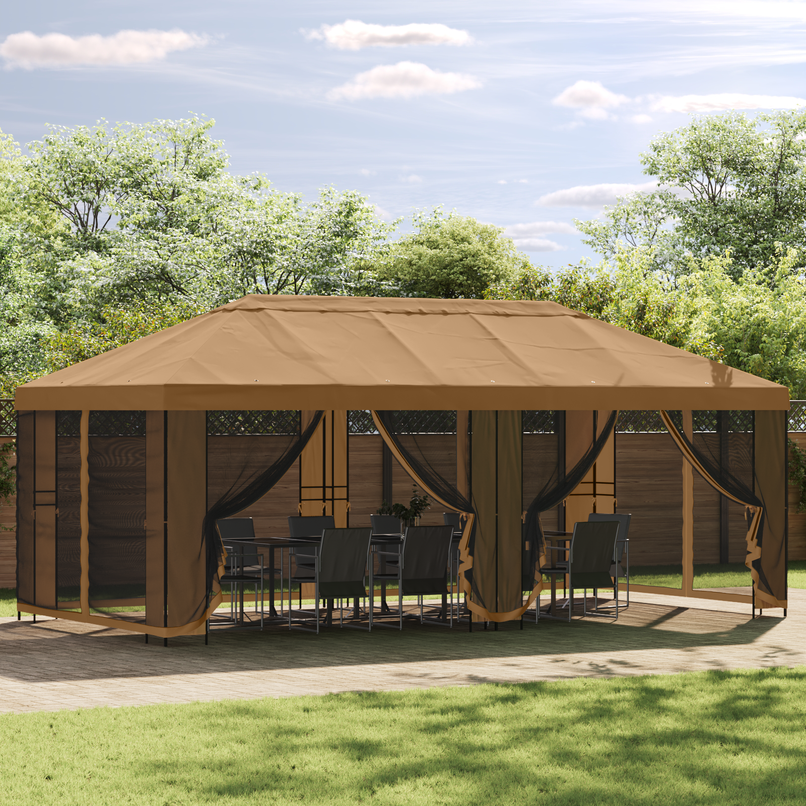 Gazebo rėmas 6 x 3 m Juoda Plienas