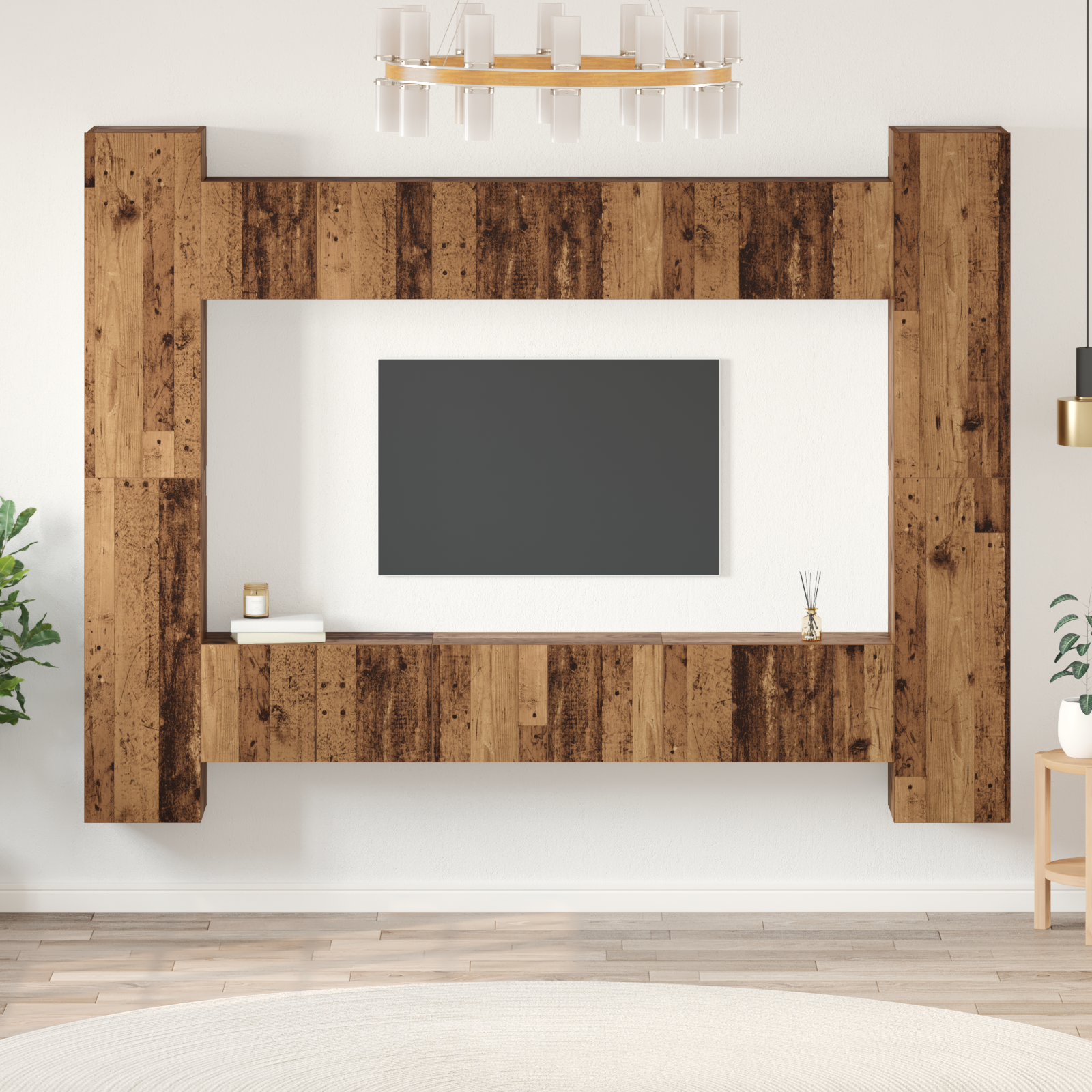 TV cabinet set 10 pcs Ancient wood Engineered wood