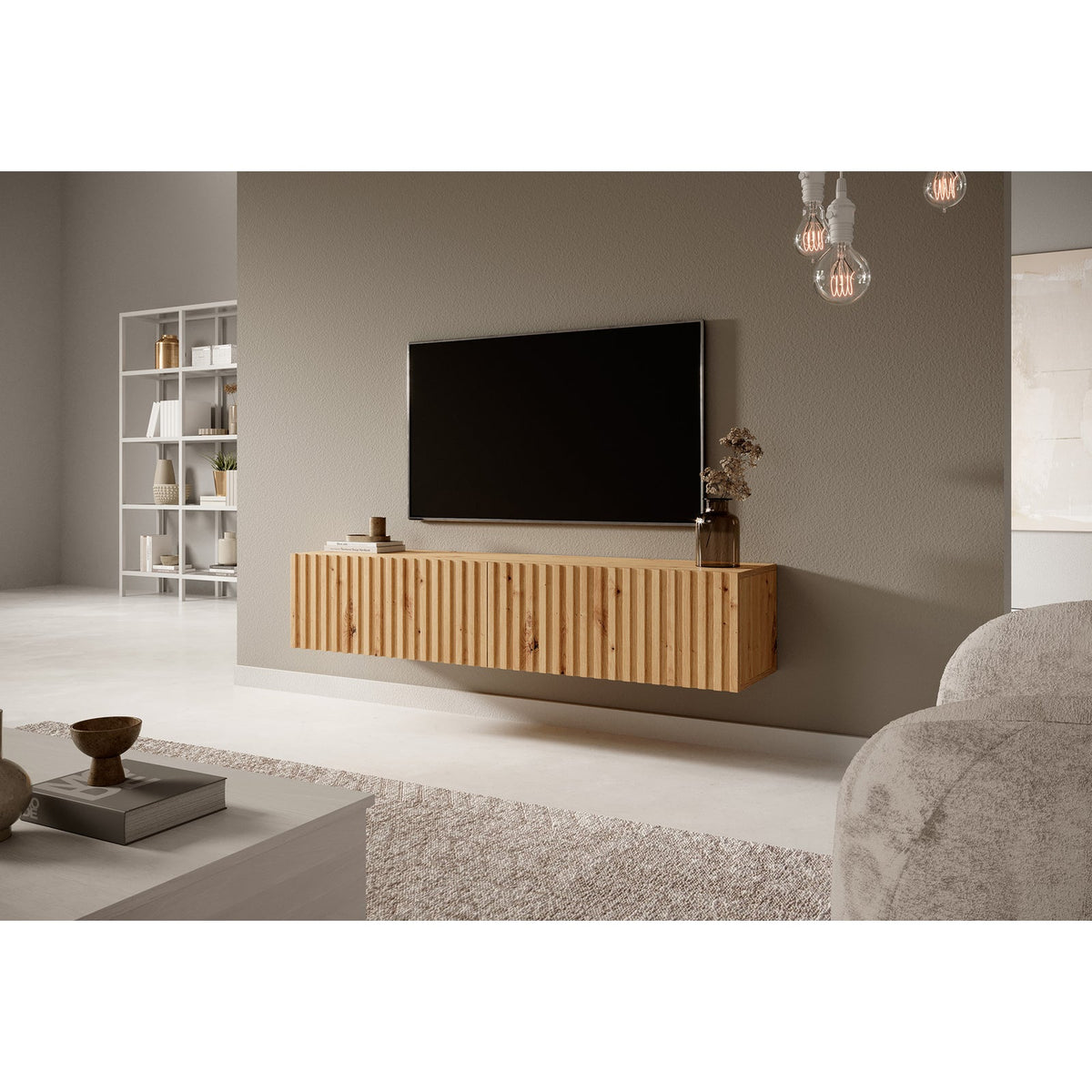 TV spintelė LORCAN, 138,6 cm, ąžuolas