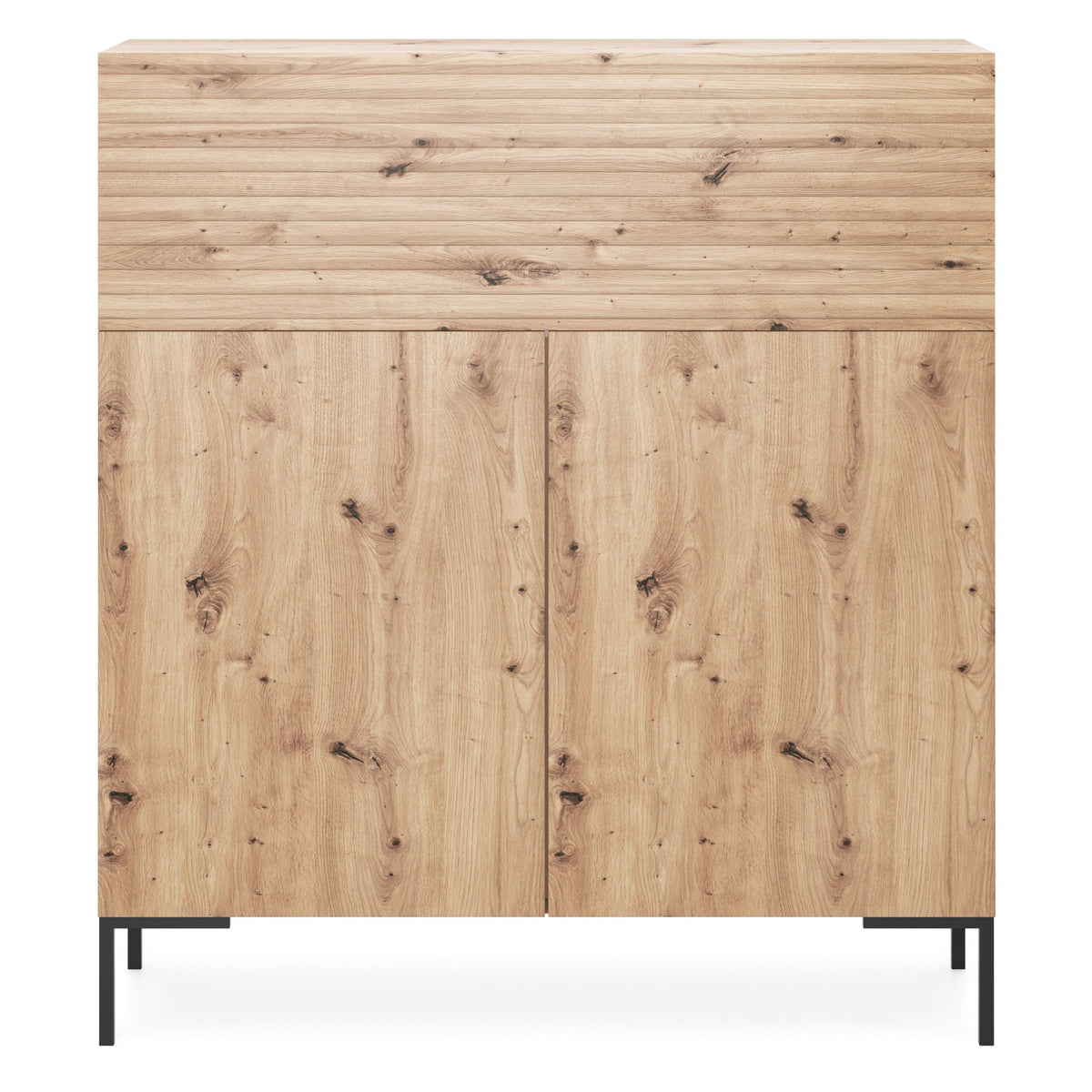Komoda AOIFE, 92 cm, ąžuolas, aukšta – rankenų detalė