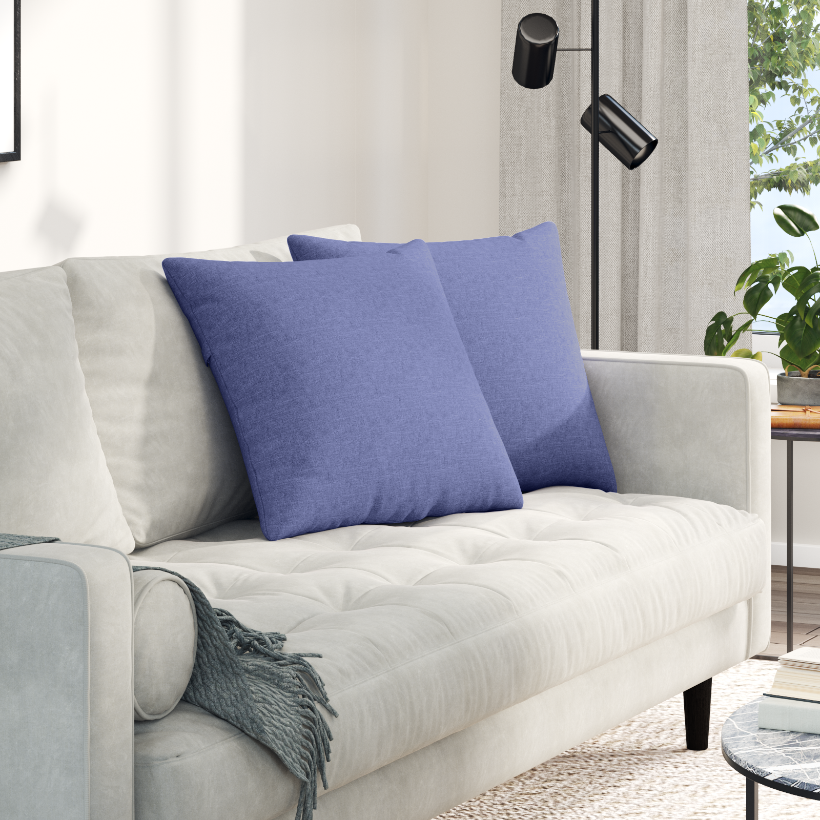 Sofa Pagalvės 2 pcs Mėlyna 50 x 50 cm audinys