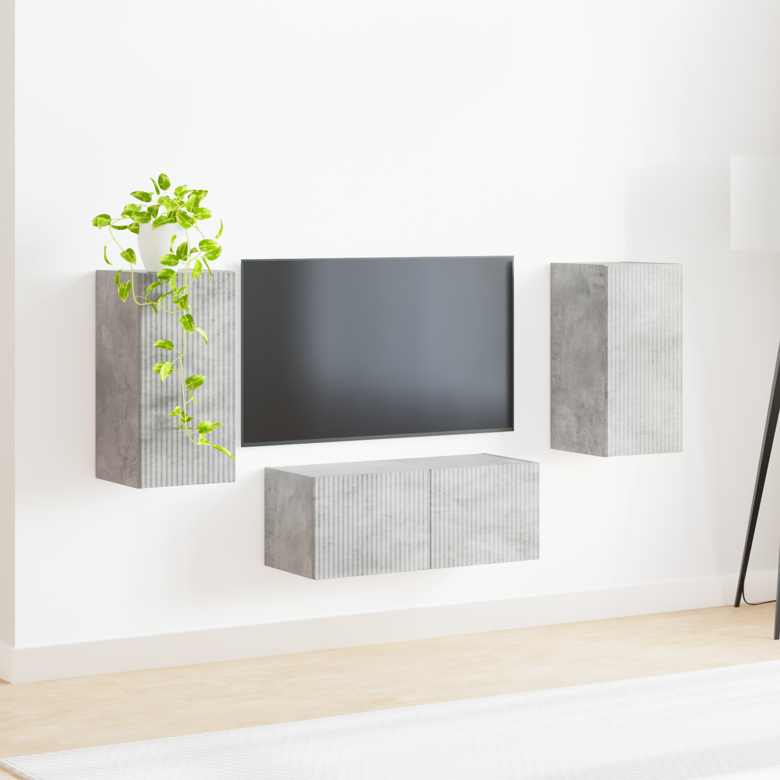 TV spintelių komplektas 6 pcs Betono pilka Apdirbta mediena